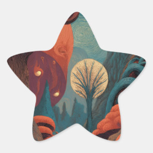 Autocollant étoile de la forêt mystique