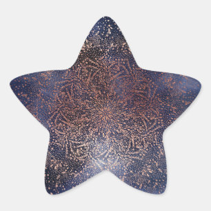 Autocollant étoile de Noël Blue Gold Sparkle