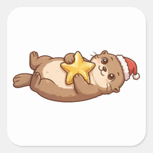 Autocollant étoile de Noël chapeau de Père Noël de