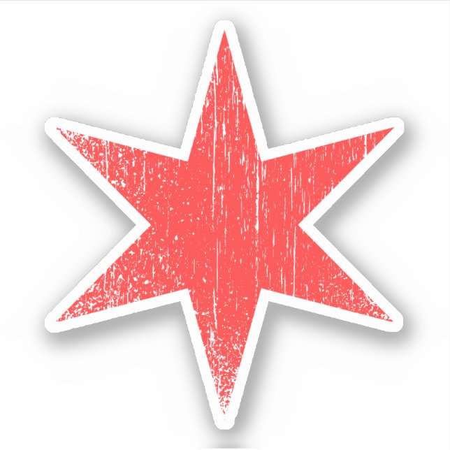 autocollant étoile drapeau de Chicago usagé patiné (Devant)
