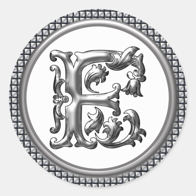 Autocollant F rond initial en argent (Devant)