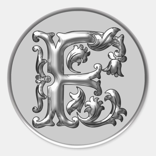 Autocollant F rond initial en argent (Devant)
