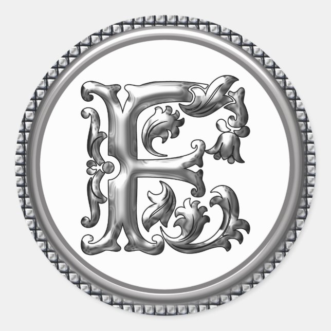 Autocollant F rond initial en argent (Devant)
