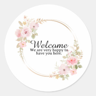 Autocollant fait main de bienvenue