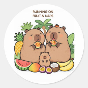 Autocollant Famille de Capybaras Fruits & Siestes