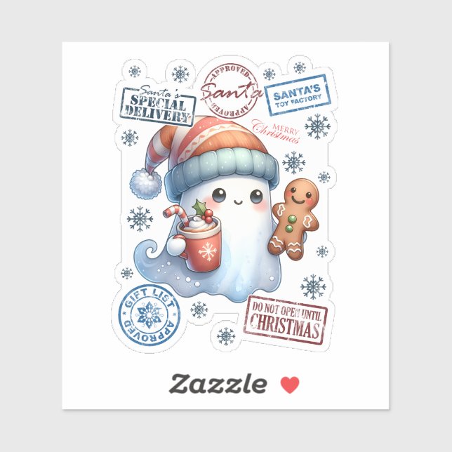 Autocollant fantôme de Noël festif (Feuille)