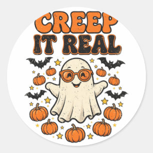 Autocollant fantôme rétro drôle Halloween Creep It