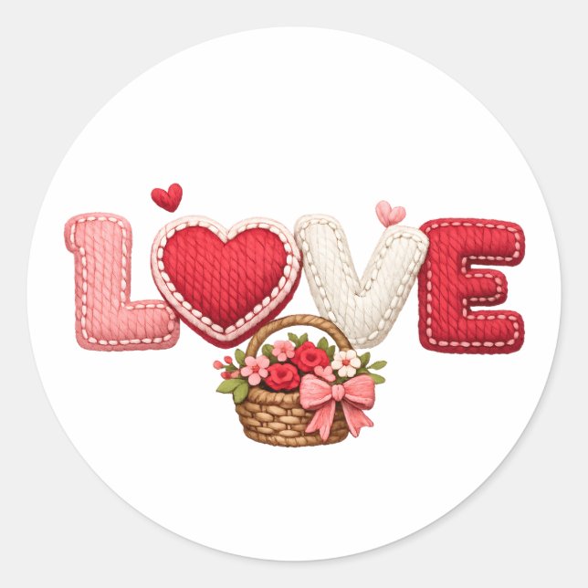Autocollant Faux Yarn Crochet Love – Fuzzy Cherry  (Devant)