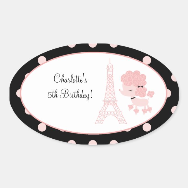 Autocollant Favori Oval pour caniche Paris (Devant)