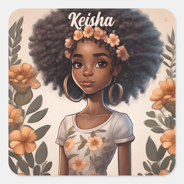 Autocollant féminin afro-américain personnalisé (Devant)