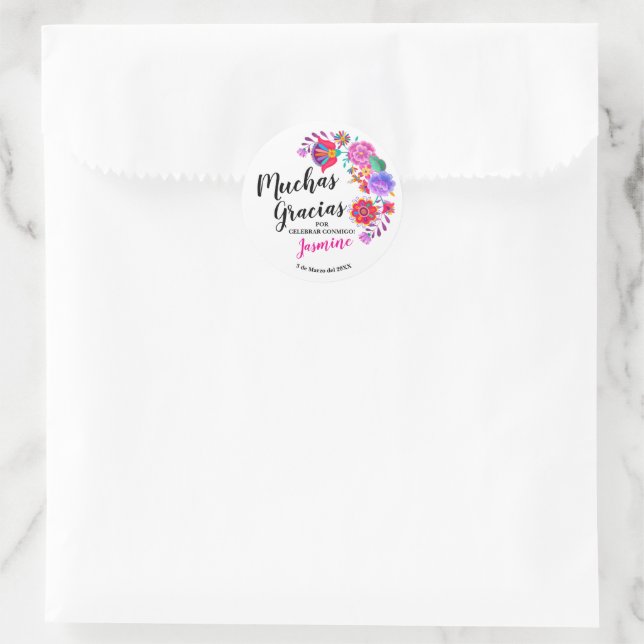 Autocollant Fête d'anniversaire Muchas Gracias (Sac)