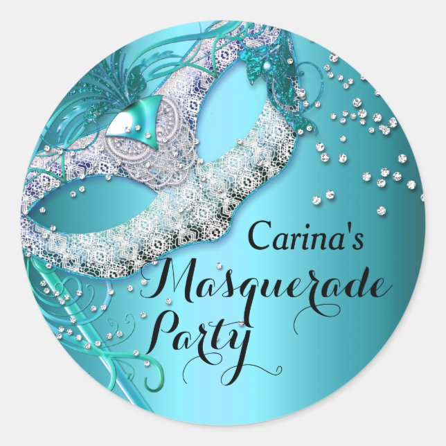 Autocollant Fête de Mascarade Blue Sparkle (Devant)