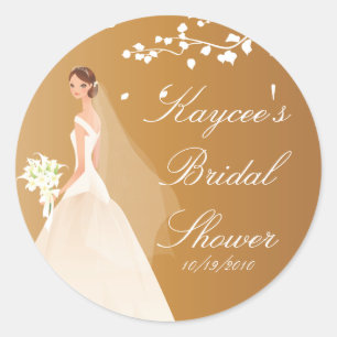 Autocollant Fête des mariées de mariée en or foncé