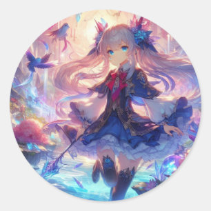 Autocollant fille Anime coloré