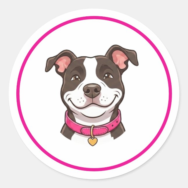Autocollant fille chien Pitbull (Devant)