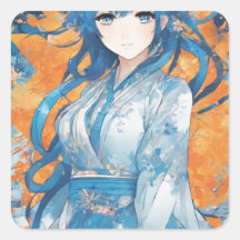 Autocollant fille manga leu