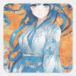 Autocollant fille manga leu