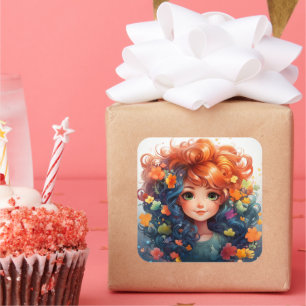 Autocollant fille mignonne