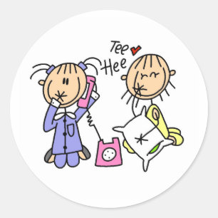 Autocollant Filles de Pyjama Party Au Téléphone