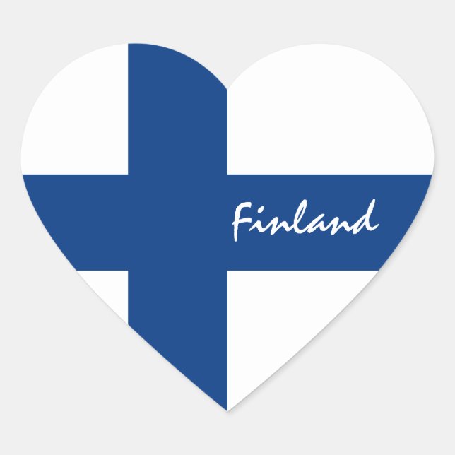 Autocollant Finlande, Cœur, Drapeau finlandais pat (Devant)