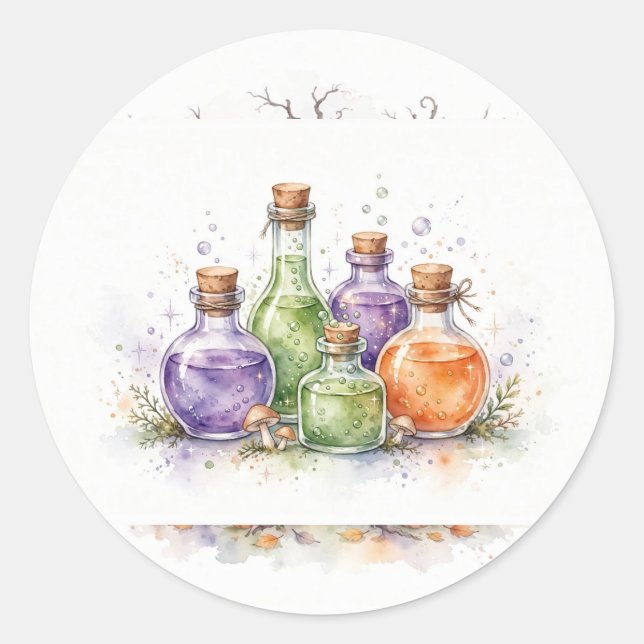 Autocollant Flacons de Potion de Sorcière à l'aqua (Devant)