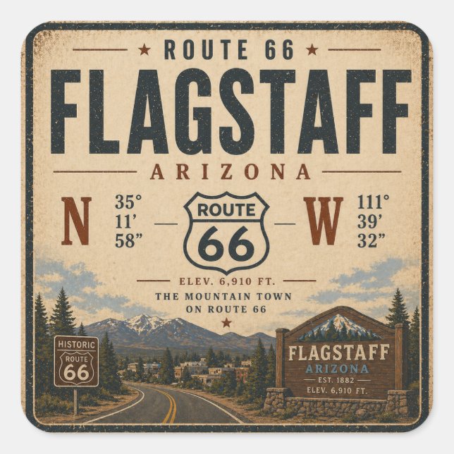 Autocollant Flagstaff Route 66 Mountain (Devant)