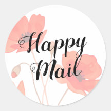 Autocollant Fleur de Pavot Rouge Floral Happy Mail