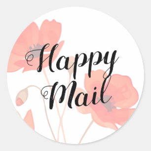 Autocollant Fleur de Pavot Rouge Floral Happy Mail