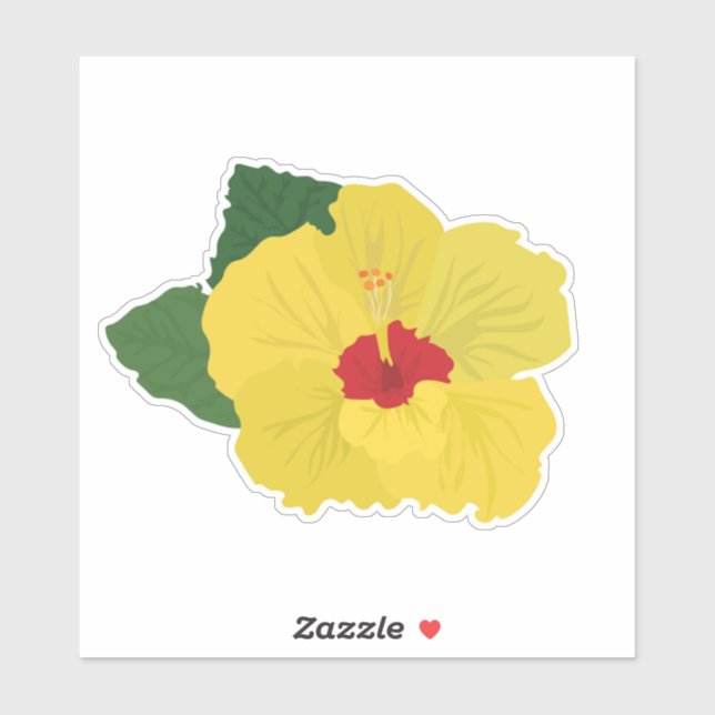 Autocollant Fleur d'Hibiscus Jaune (Feuille)