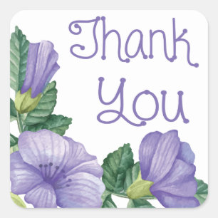 Autocollant Fleurs Aquarelle Violettes Merci Flora