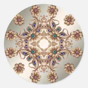 Autocollant Fleurs de Bijou en Or Élégant