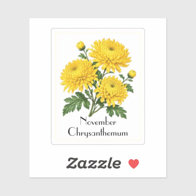 Autocollant Fleurs De Chrysanthème De Novembre (Feuille)
