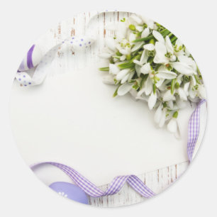 Autocollant Fleurs de Pâques, Rubans et Oeufs