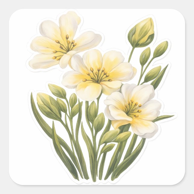 Autocollant Fleurs Jaunes Peintes à la Main (Devant)