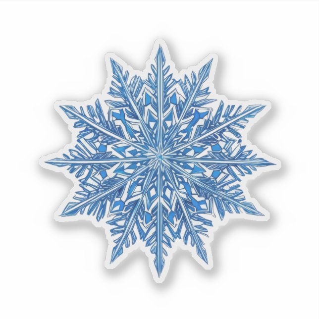Autocollant Flocon de Neige Bleu Glacé (Devant)