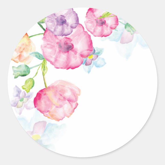 Autocollant floral aquarelle (Devant)