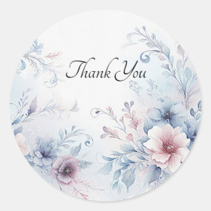 Autocollant floral bleu rose Aquarelle
