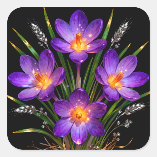 Autocollant floral Crocus Violet (Devant)