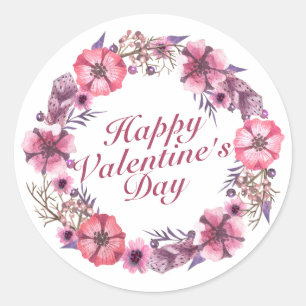Autocollant floral de guirlande de Saint-Valentin