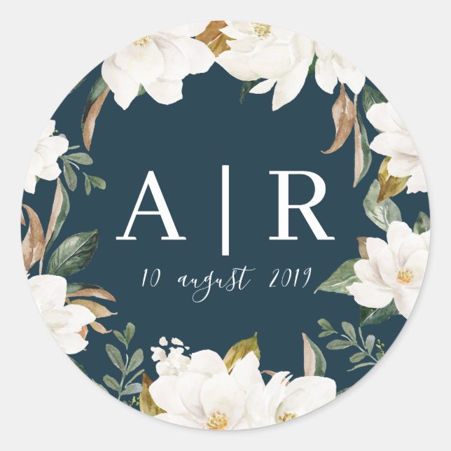 autocollant floral de mariage de belle magnolia (Devant)