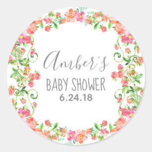 Autocollant floral d'étiquette de faveur de baby