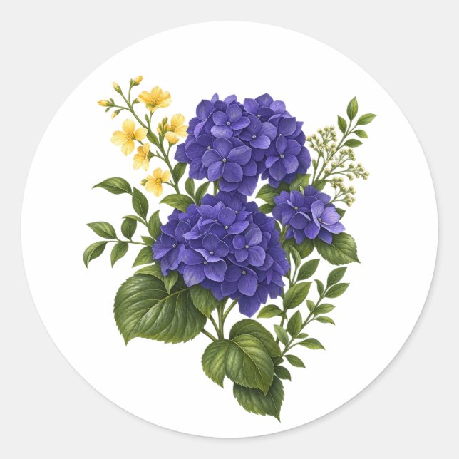 Autocollant floral d'hydrangea pourpre (Devant)