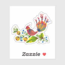 Autocollant floral d'oiseau vibrant de bonheur