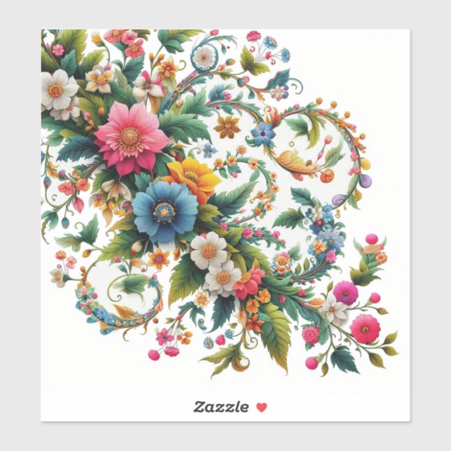 Autocollant floral du coin (Feuille)