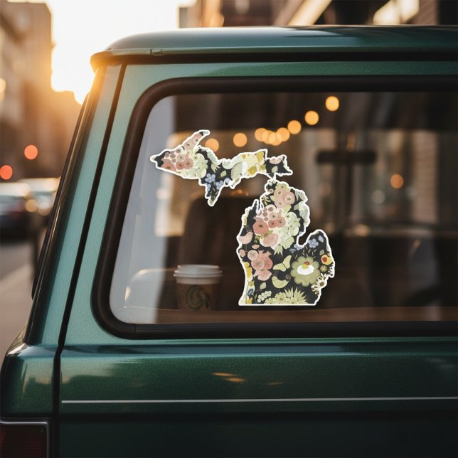 Autocollant floral du Michigan (Carry the beauty of the Mitten wherever you roam.)