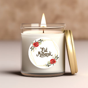 Autocollant floral Eid Moubarak cadre or anglais