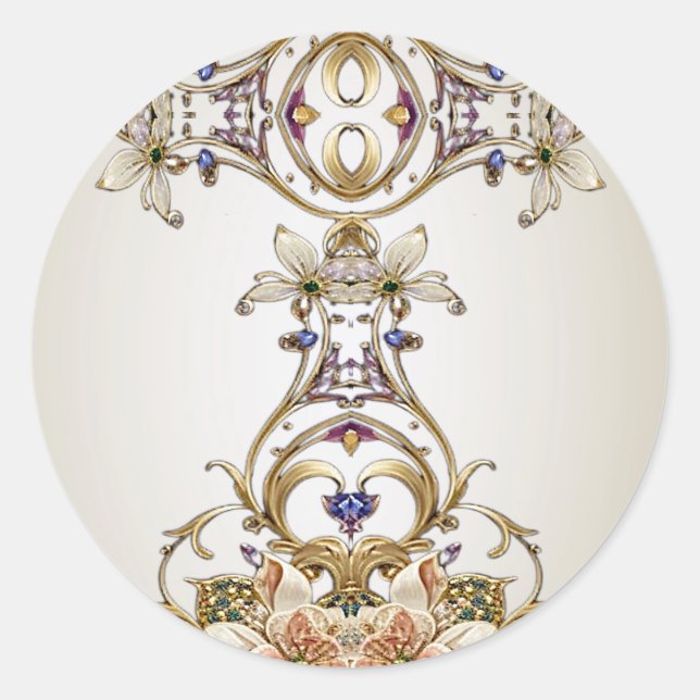 Autocollant floral en or blanc (Devant)