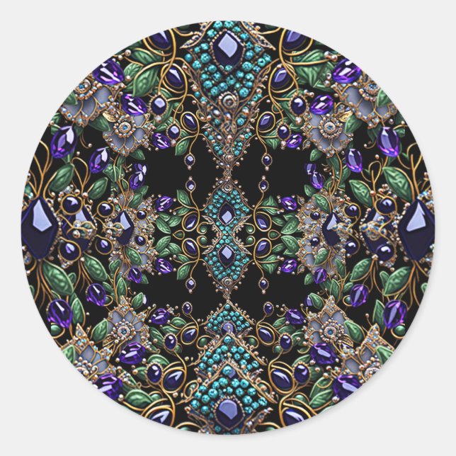 Autocollant floral en pierres précieuses (Devant)