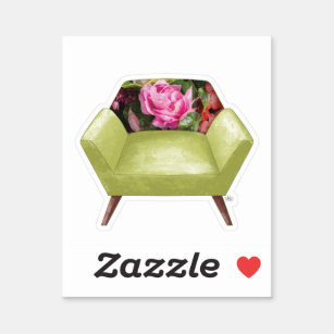 Autocollant floral et vert amusant et funky chaise