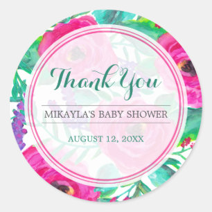 Autocollant floral frais de faveur de baby shower